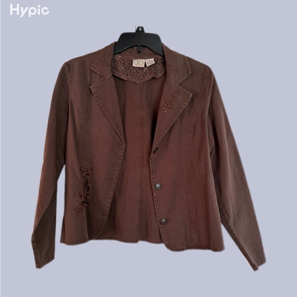 Brown Jean Jacket Casual Cropped Style